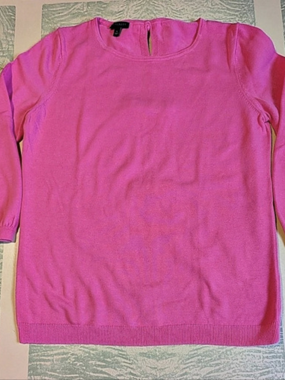 Talbots Bright Pink Bow-Back Crewneck Sweater Size Small